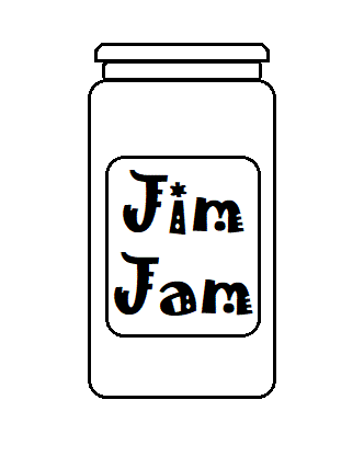 Sketch of jam jar, labelled Jim Jam