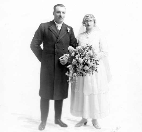 couple in wedding attire