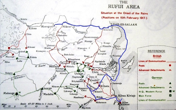 map of route from Kilwa Kisiwani to Morogoro