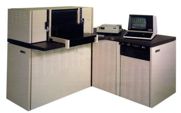photograph of L-shaped desk height automatic test equipment