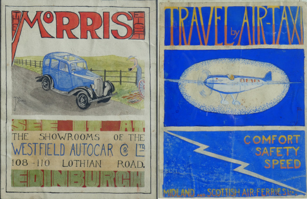 morris car and air taxi posters
