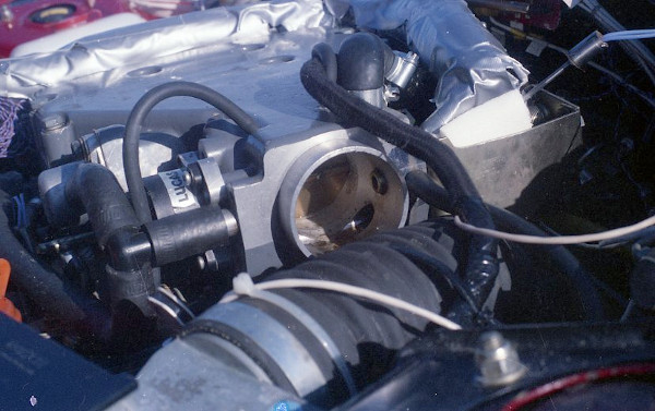 close-up of engine with parts missing