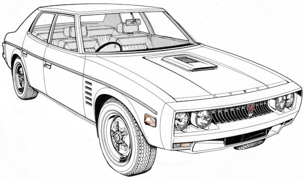 three-quarter sketch of motor car