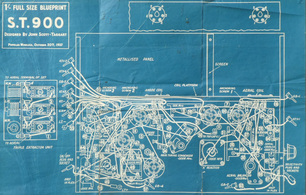blueprint for old radioradio and circuit diagram