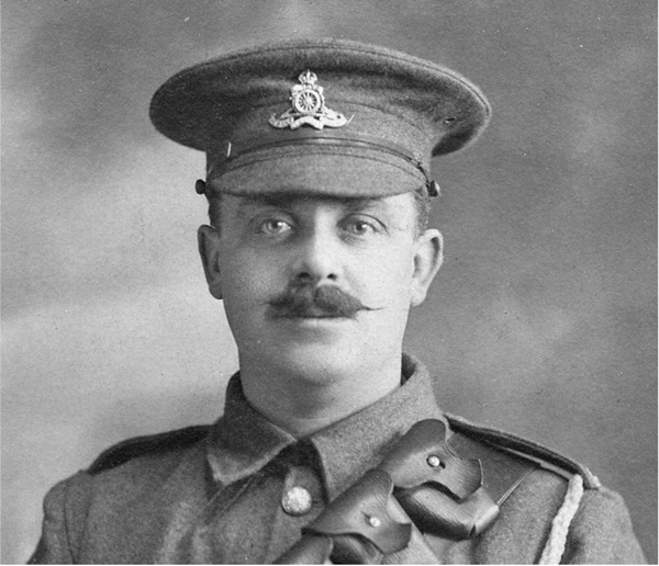 head and shoulders of moustached man in Royal Artillery uniform