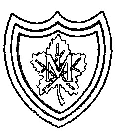 School badge with letter M in centre