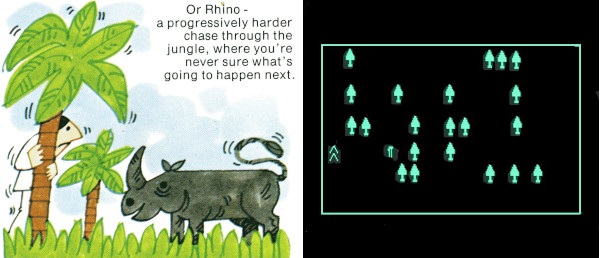 advert with cartoon drawing of rhino and man compared to representation of actual computer graphics